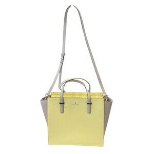 Kate Spade Cedar Street Hayden Yellow Leather Cross Hatched Trim Shoulder Bag